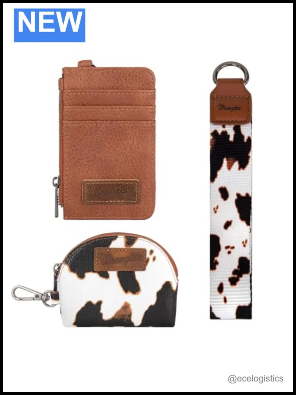 Wrangler Cow Print Leather Wristlet Bag Detachable Dual Pouch
